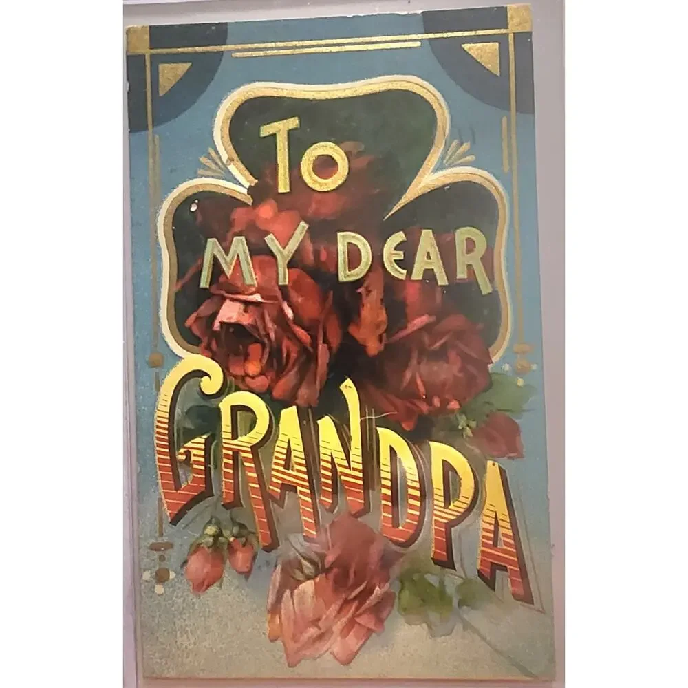 Lot Of Four Vintage Antique Embossed Postcards Flowers Brother Grandma Grandpa